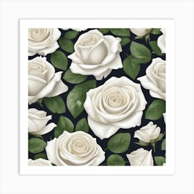 White Roses Seamless Pattern 5 Art Print