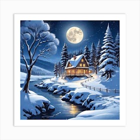 Winter Cottage Art Print