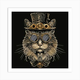 Steampunk Cat 3 Art Print