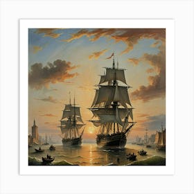 sailing into the sunset Art Print