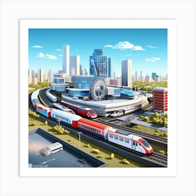 3d Rendering Of A City Art Print