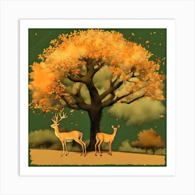 Deerpark in Autumn Art Print