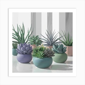 Succulents In Pots 2 Art Print