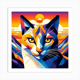 Noodle Low Poly Cat Art Print