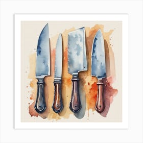 Watercolor Knife Set Art Print