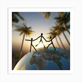 stick people beside the palm trees Art Print