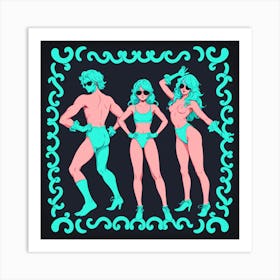 Three Girls In Bikinis 4 Art Print