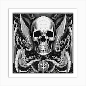 Skull With Wings Art Print