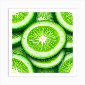Cucumber Slices Background Art Print