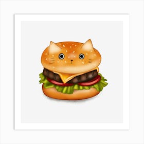 Hamburger Cat Art Print