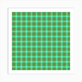 Green Gingham Fabric 1 Art Print