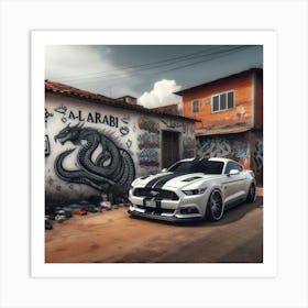 Graffiti Ford Mustang Art Print