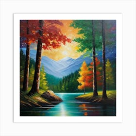 Sunset In The Forest 30 Art Print