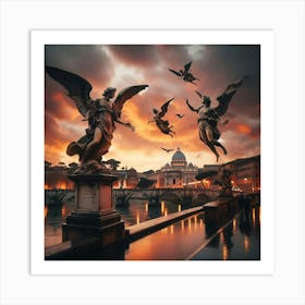 Sunset In Rome Art Print