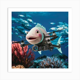 Fish Flying A Drone Art Print