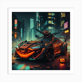 Pumpkin Car (Cyberpunk37) Art Print