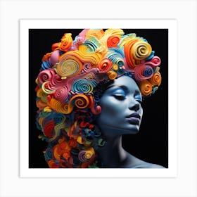 Curly Haired Woman 1 Art Print