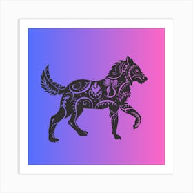 Zodiac Wolf 2 Art Print