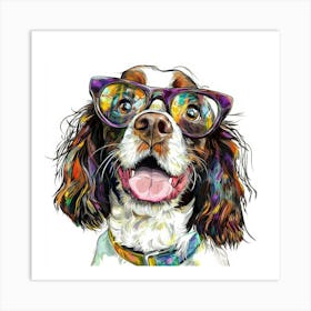 Dog With Glasses 35 Art Print