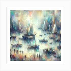 Sailboats At The Harbor Art Print