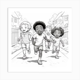 Children Running In The Street Art Print