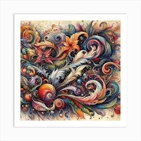 Flowers and leaves Art Print