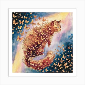 Cat With Butterflies Art Print