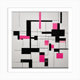 Pink Mondriaan Inspiration Art Print