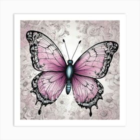 Butterfly With Roses 6 Art Print