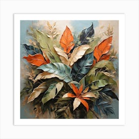 Bouquet of tropical leaves and branches 1 Art Print
