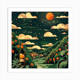 Moonlight In The Vineyard Art Print