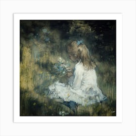 Little Girl With Flowers 1 Art Print