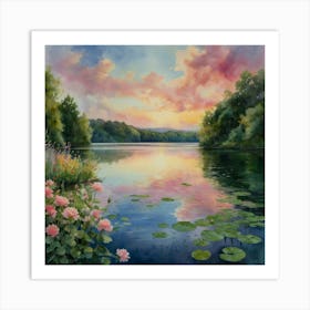 Sunset By The Lake 7 Art Print