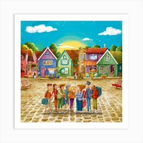 A Vibrant And Whimsical Illustration Of A Quaint V Iosggsd7tt Ckdq6sgxj2w Ogng8 Owqqeezchgsgpo1w Art Print