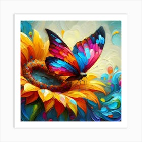 Butterfly On A Sunflower Art Print