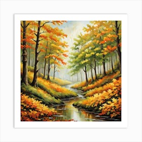 Forest In Autumn In Minimalist Style Square Composition 308 Art Print