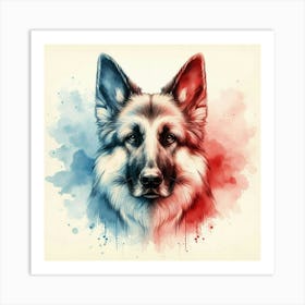 Watercolor German Shepherd 1 Art Print