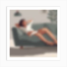 Woman Relaxing On A Couch Art Print