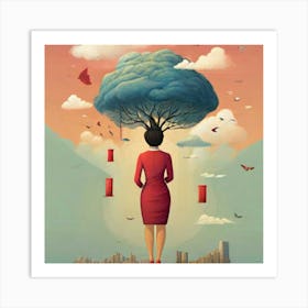 Woman With A Tree Art Print