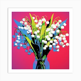 Andy Warhol Style Pop Art Flowers Lily Of The Valley 2 Square Art Print