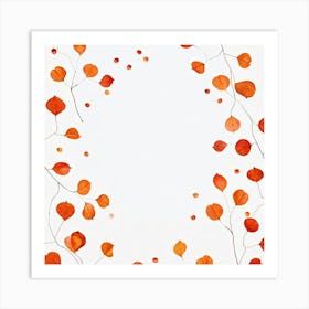 Autumn Artwork Showcasing Minimalist Design Featuring An Inventive Spread Of Leaves And Berries Sca (6) Art Print