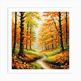 Forest In Autumn In Minimalist Style Square Composition 264 Art Print