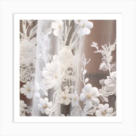 White Embroidered Lace Art Print