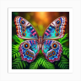 Butterfly On Fern Art Print