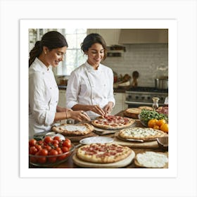 A Candid Glimpse Into A Young Woman Chefs Life At Home As She Gracefully Prepares An Authentic Ita (5) Art Print