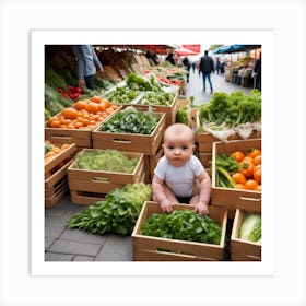 Baby In A Market Art Print