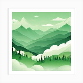 Misty mountains background in green tone 165 Art Print