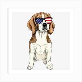 Limited Edition Beagle Dog American Flag Sunglasses 4th Of Art Print