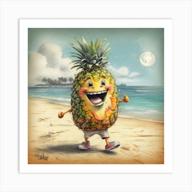 Pineapple On The Beach 1 Art Print