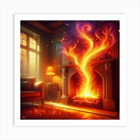 Fire In The Fireplace 3 Art Print